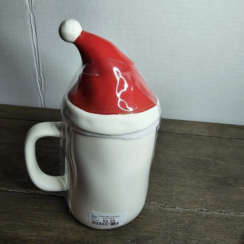 NWT Rae Dunn Artisan Ho Ho Ho Christmas Mug Santa Hat Topper 2020 Magenta - Picture 4 of 7
